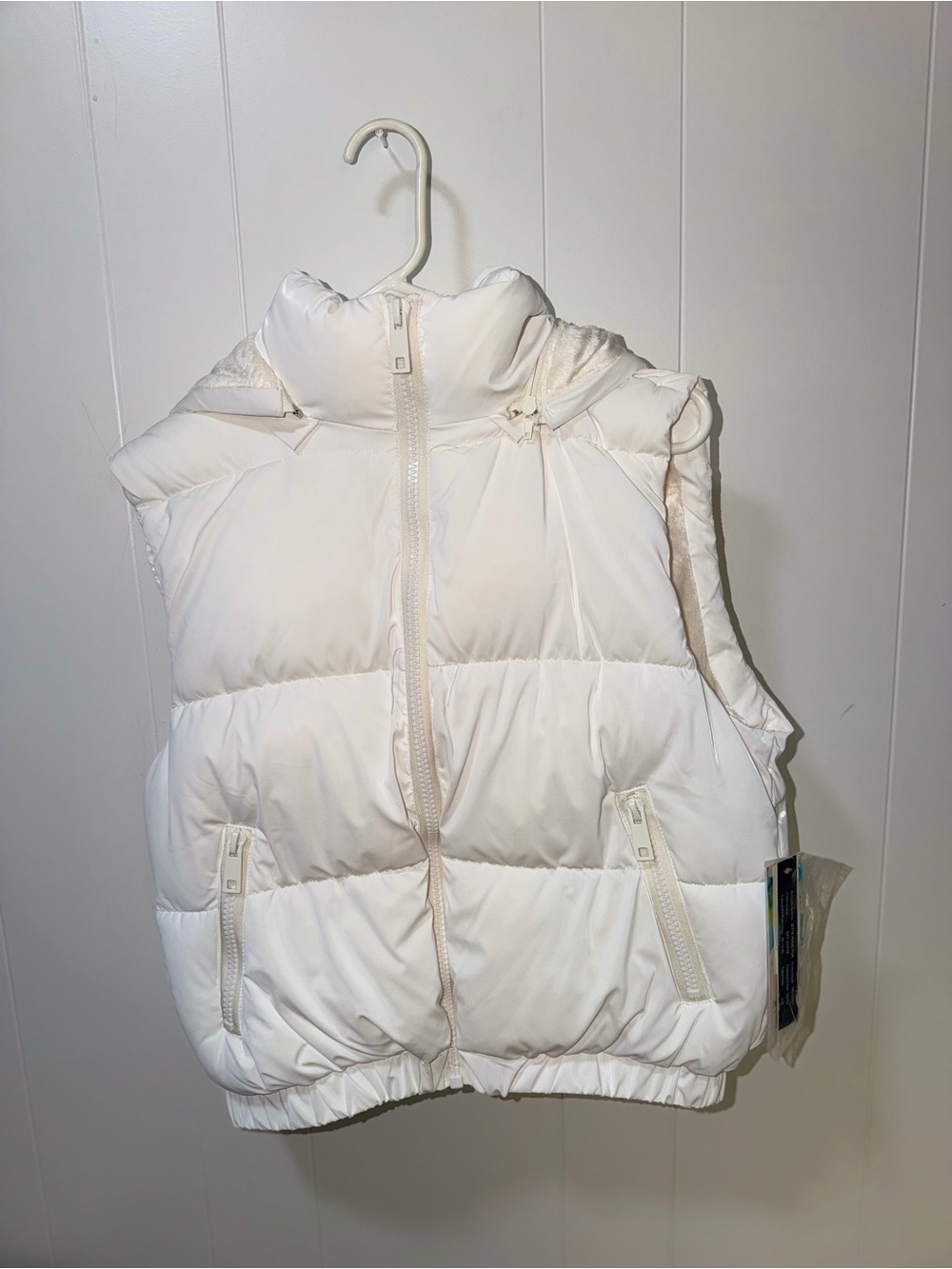 Kids White Puffer Vest with High Neck